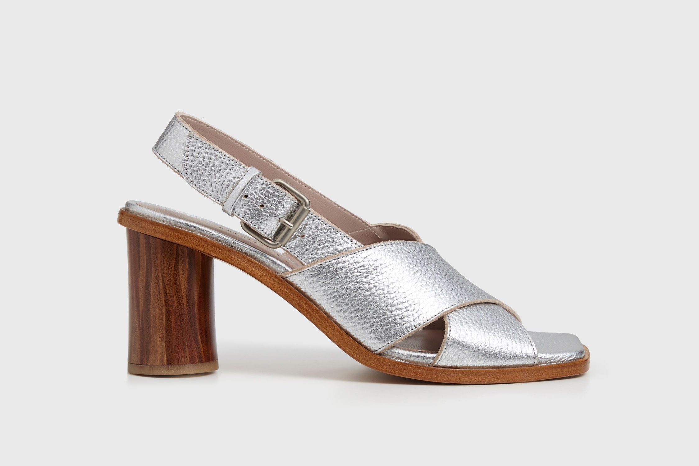 Dorotea sandalia de tacón alto Jazz plateado ss17 perfil