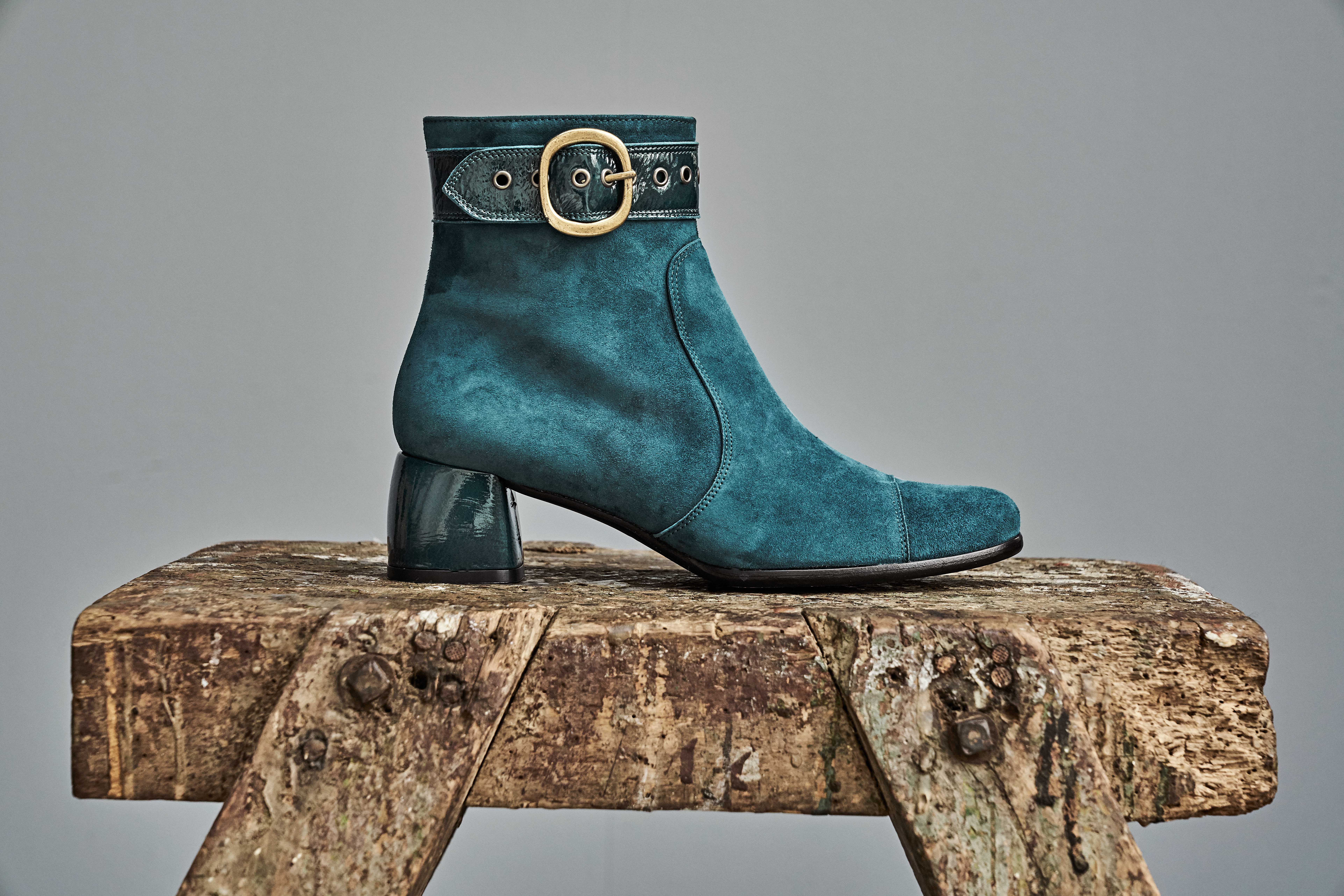 Dorotea botín de tacón medio Vivian color turquesa fw18