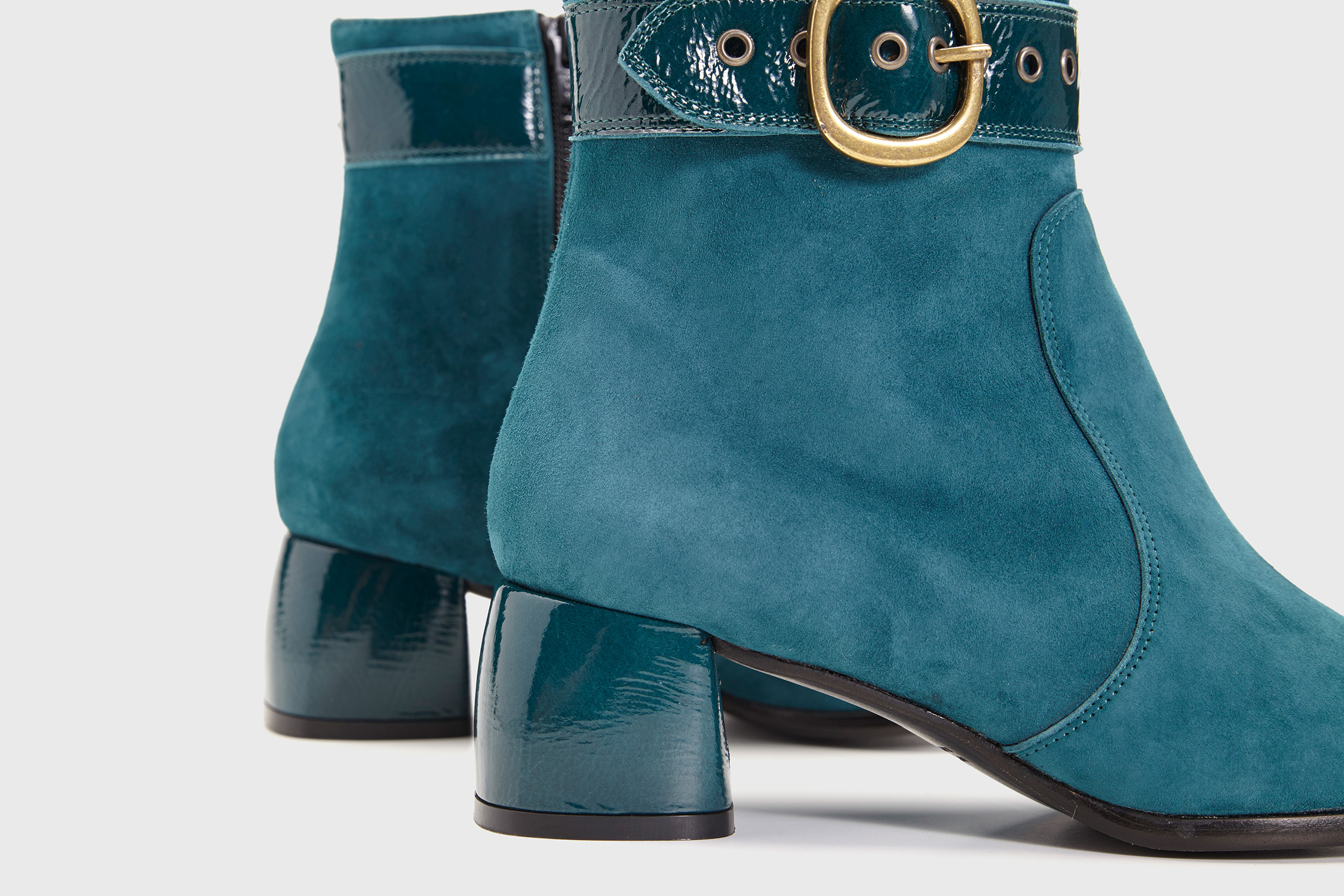 Dorotea botín de tacón medio Vivian color turquesa fw17 detalle