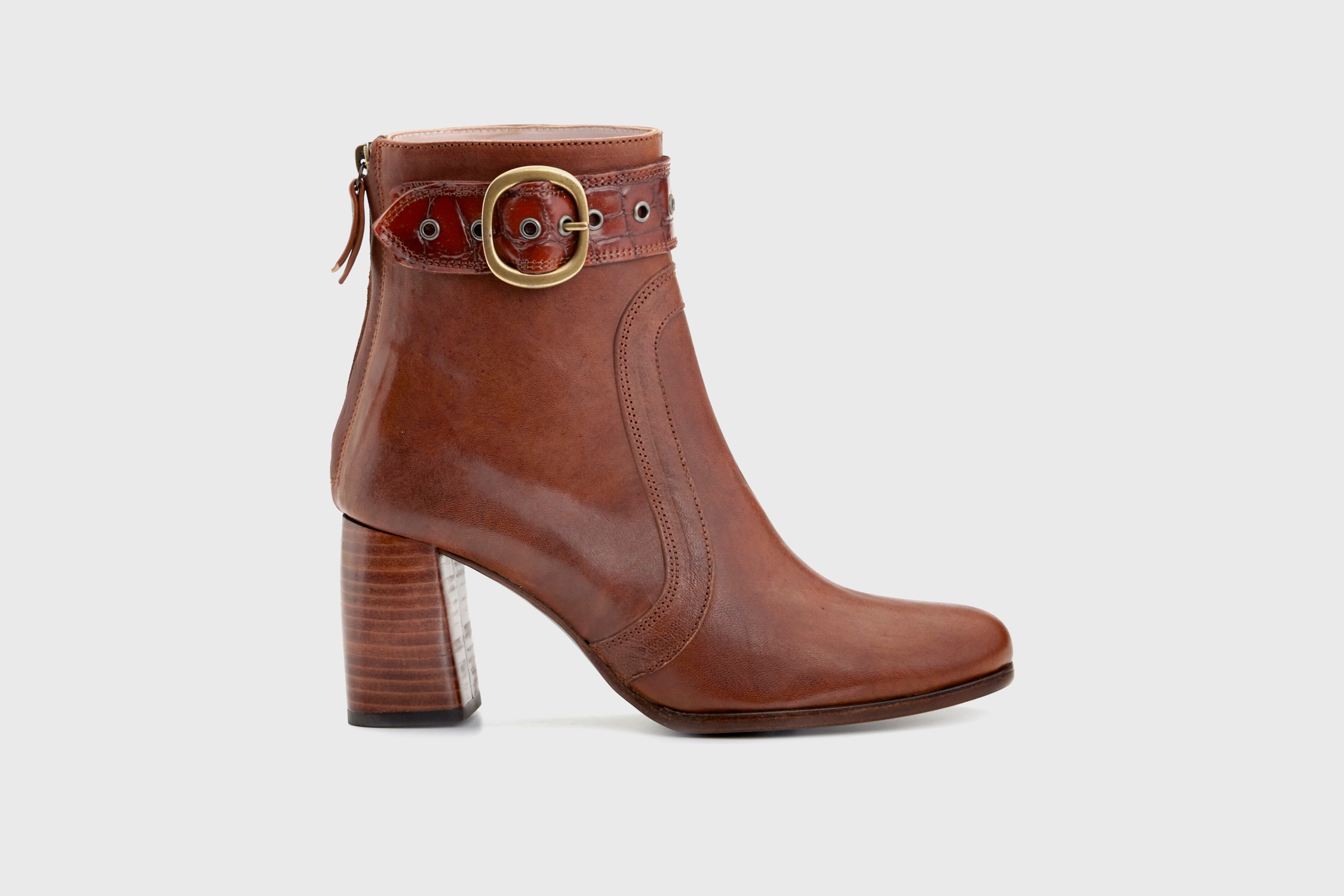 Dorotea botín de tacón alto Norah color cuero fw18 perfil